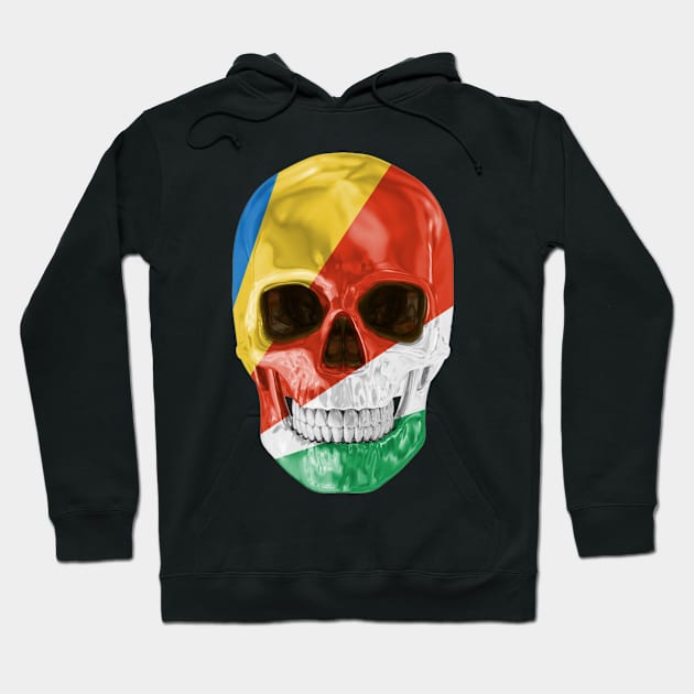 Seychelles Flag Skull - Gift for Seychellois With Roots From Seychelles Hoodie by Country Flags